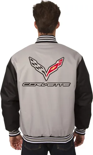 Miniatura 2 de JH Design Group - Chaqueta de tela cruzada para hombre con logo bordado en 3