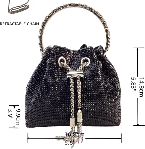 Miniatura 2 de Bolsas de diamantes de imitación para mujer, bolso de mano con lentejuelas brillantes, bolso de noche para boda, cóctel, graduación, fiesta, club