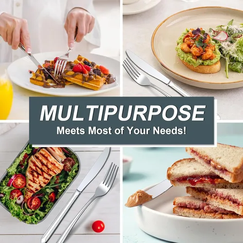 Miniatura 6 de BEWOS - Juego de 24 cuchillos de cena de 9 pulgadas, juego de cuchillos de cena, cuchillo de mantequilla, acero inoxidable de grado alimenticio