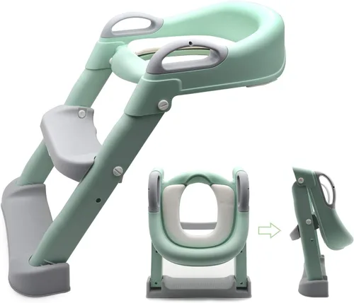 Miniatura 11 de Escalera de asiento de entrenamiento para niños pequeños, silla de inodoro con escalón más ancho, entrenador de baño para niños pequeños Azul