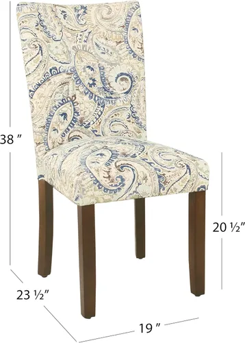 Miniatura 221 de Homepop Silla de comedor con detalles festoneados, sillas de comedor Parsons tapizadas, muebles decorativos para el hogar, tejido gris claro