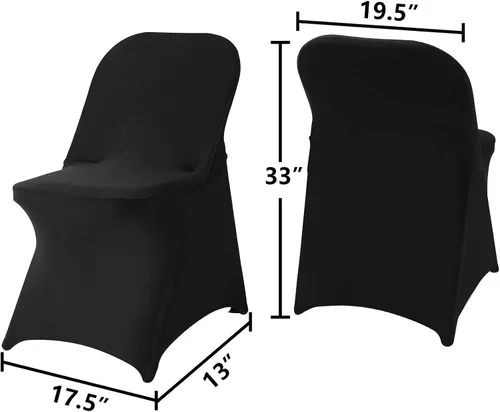 Miniatura 2 de Paquete de 6 fundas para sillas plegables de elastano negro en tela elástica lavable para bodas, fiestas, vacaciones, celebraciones y otros eventos