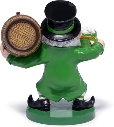 Miniatura 7 de Hodao Figura de gnomo del día de San Patricio, decoración festiva irlandesa, escultura de resina con maceta de oro, 5.2 pulgadas de alto