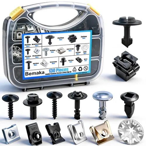 Miniatura 12 de 60Pcs U-Nut Clips and Body Bolts Screws Assortment Kit, 10 Sizes Auto Car U Clips Fender Liner Screw for Most Cars Bumper Engine Splash Shield