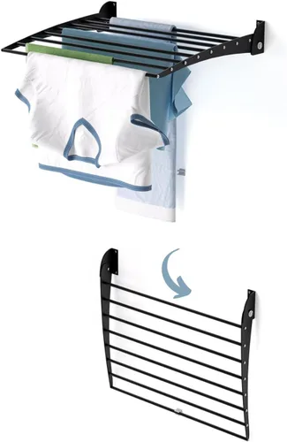 Miniatura 21 de foxydry Tendedero plegable para colgar en la pared, vertical plegable para interiores y exteriores, en acero aluminio (31.5 in)