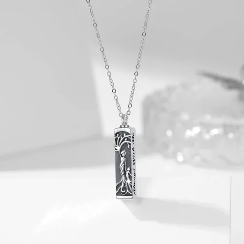 Miniatura 23 de Collar con colgante de urna de cenizas de cremación y árbol de la vida para mujer, plata de ley US1