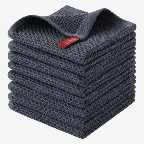 Miniatura 19 de joybest Paños de cocina de algodón, paquete de 8 paños de cocina de tejido de gofre, ultra suaves, absorbentes, paños de secado rápido, trapos