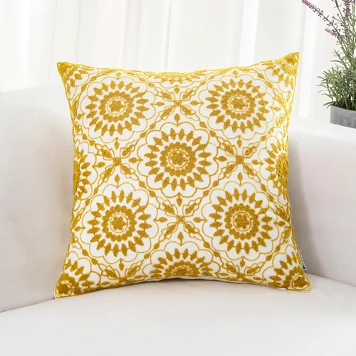 Miniatura 34 de HWY 50 fundas de almohada de 18" x 18" de algodón y lienzo bordadas, con flores geométricas, unisex, 12 x 20 pulgadas, 1 pieza floral Gris