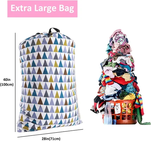 Miniatura 2 de Bolsa de lavandería SWISSELITE con asa y cordón, bolsa de lavandería grande y resistente, 28 x 40 pulgadas, bolsa de ropa sucia de viaje