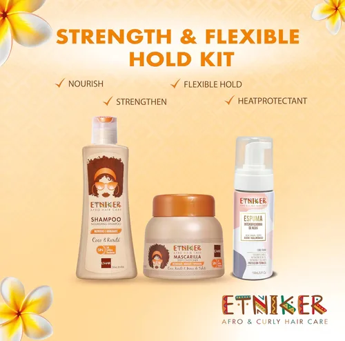 Miniatura 2 de ETNIKER Curl Hair Care Trio: Champú nutritivo, mascarilla acondicionadora profunda y espuma definidora de rizos Limpia, hidrata, desenreda