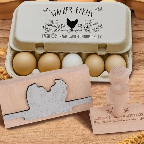 Miniatura 6 de Terwex Sellos de Cartón de Huevos Personalizados, Sello de Cartones de Huevos Personalizado, Sello de Goma para Cartones de Huevos Frescos