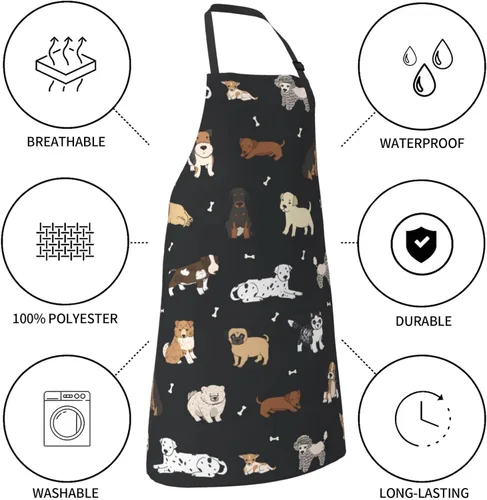 Miniatura 5 de Perinsto Delantal Impermeable para Mascotas Perros Gatos Animales Lindos con Babero para Aseo Cocina Horneado Pintura Jardinería Perro (negro)