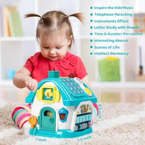 Miniatura 5 de Marstone Juguetes para bebés de 1 año para niños y niñas: juguetes para niños pequeños de 1 a 2 años, casa educativa 8 en 1 para regalo de Azul