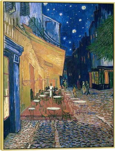 Miniatura 14 de Wieco Art V0060 reproducción al óleo del cuadro "Terraza de café por la noche", de Vincent Van Gogh. Pintura en lienzo Giclee, para decorar