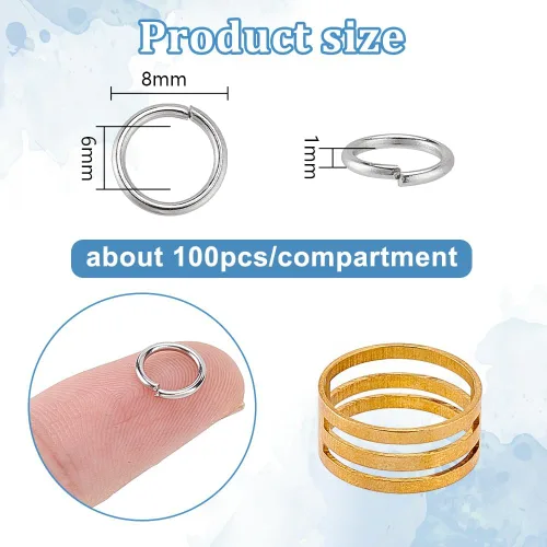 Miniatura 2 de PH PandaHall Anillo de salto de acero inoxidable 304, 550 anillos de salto abiertos de 0.315 pulgadas de calibre 18 para aretes, pulseras, collares