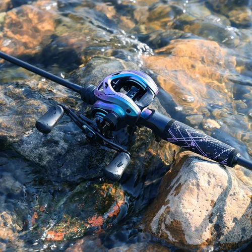 Miniatura 9 de One Bass Combo de Caña de Pescar y Carrete, Carrete de Pesca Colorido, Caña de Pescar Giratoria y de Cebo con Mango de SuperPolímero