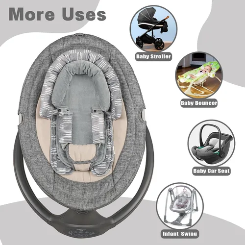Miniatura 6 de Inserto de asiento de automóvil para bebé, soporte para la cabeza y el cuerpo del asiento de automóvil con 2 almohadillas para correa, cojín ultra