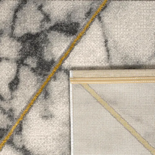 Miniatura 4 de Paco Home Alfombra de área gris dorado blanco con lujoso patrón de mármol en 3D, tamaño: 2'8" x 4'11