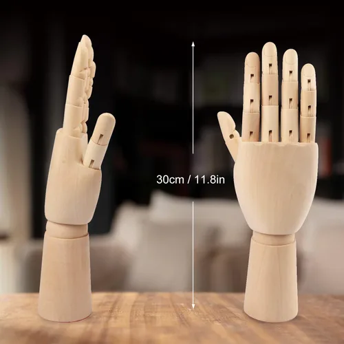 Miniatura 2 de Modelo de mano de madera, 4 piezas, 12 pulgadas, mano izquierda y derecha, figura de maniquí para exhibición de joyas a mano, decoración, bocetos