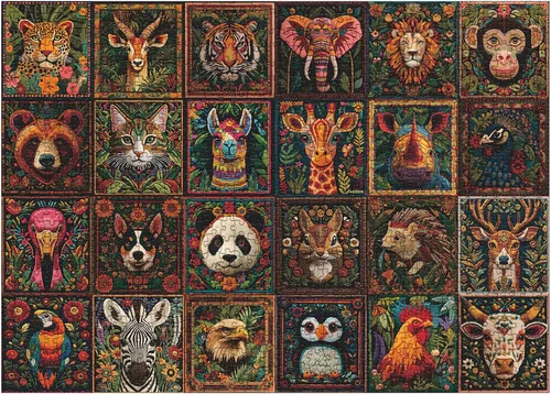 Miniatura 17 de Rompecabezas de animales divertidos de 1000 piezas para adultos, rompecabezas coloridos de perro, caballo, león, rompecabezas de elefante, panda