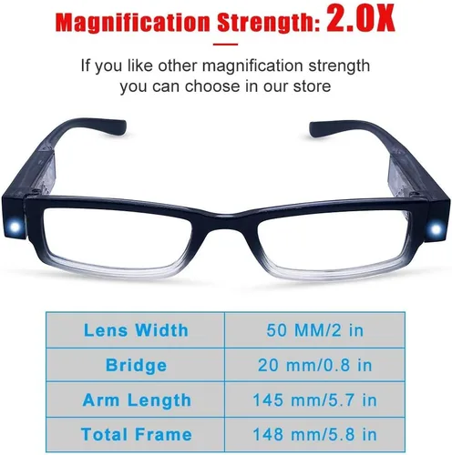 Miniatura 4 de Paquete de 3 lentes de lectura con luces y lupa con luces en el marco, lupas LED brillantes para lectores con luz para hombres y mujeres, anteojos