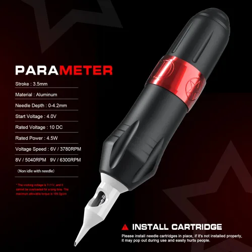 Miniatura 5 de Kit de tatuaje, kit profesional de pistola de tatuaje Solong para principiantes, máquina rotativa de tatuaje con estuche de transporte