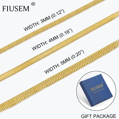 Miniatura 6 de Fiusem Collar chapado en oro para mujer, collar de cadena de espiga chapado en oro de 14 quilates, gargantilla de cadena de serpiente chapada en oro