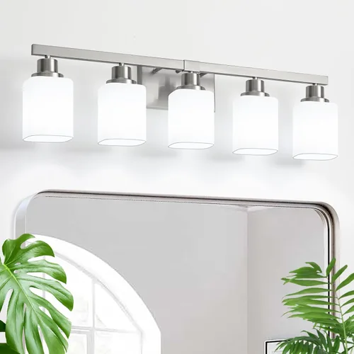 Miniatura 29 de Juego de 2 apliques de pared para baño, lámpara de tocador de baño negra, apliques de pared modernos para interiores con vidrio esmerilado cuadrado