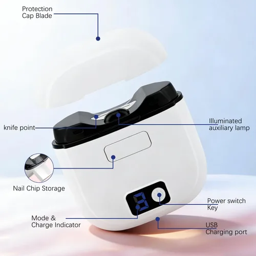 Miniatura 4 de Cortaúñas eléctrico, 3 en 1, cortaúñas automático, pulido eléctrico, recortador automático recargable por USB, 3 niveles de velocidad para personas