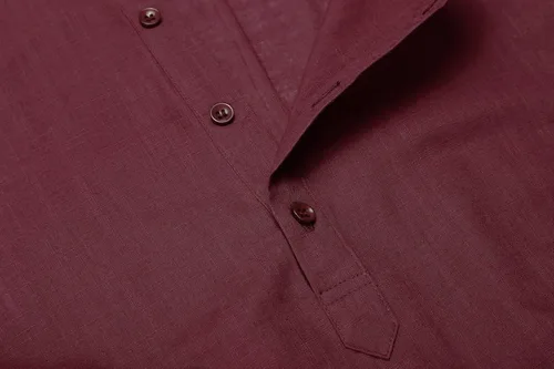 Miniatura 5 de COOFANDY - Camisas de lino y algodón con cuello Henley, de manga larga, estilo hippie informal, camisas de playa
