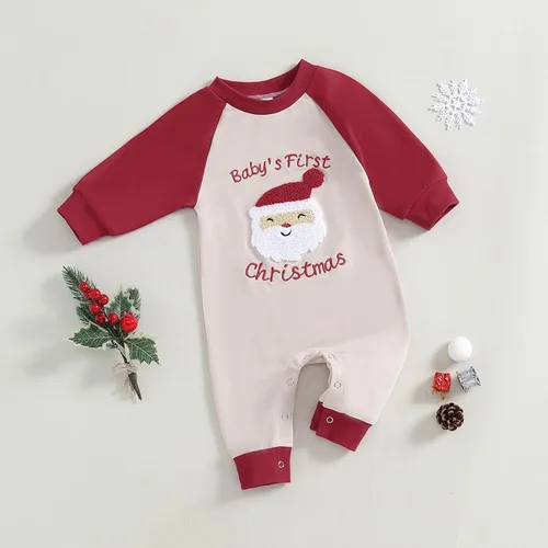 Miniatura 71 de FYBITBO Ropa de bebé niño niña Santa manga larga mono mameluco recién nacido primera Navidad traje de una pieza