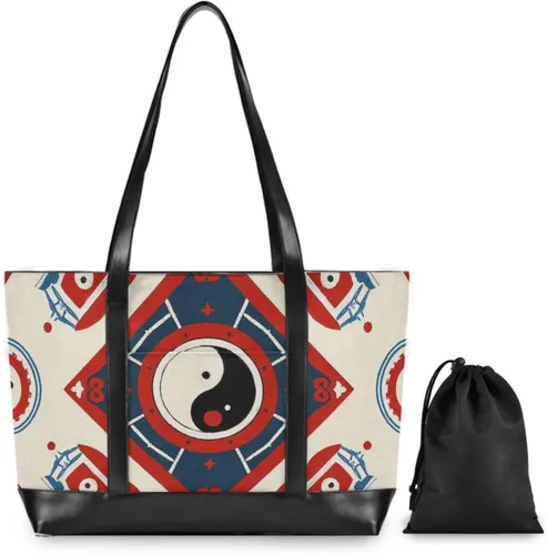 Miniatura 2 de Chinese Culture Bagua Pattern Portable tote bag laptop with zipper laptop tote bags for work for ladies with maletin ejecutivo para mujer