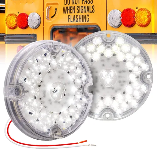 Miniatura 12 de TRUE MODS - Luz trasera redonda de freno de 47 LED de 7 pulgadas para autobús escolar, transporte de residuos de vehículos de tránsito