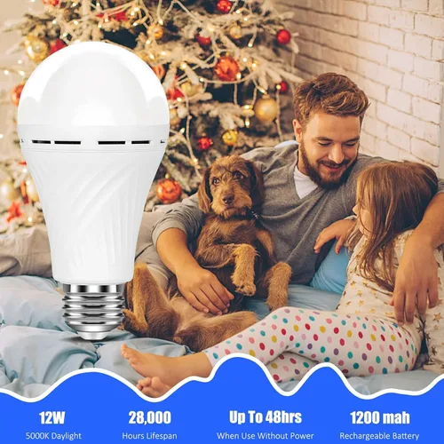 Miniatura 6 de Neporal LITE Bombillas de luz de emergencia recargables A19, se encienden hasta por 48 horas, bombilla de batería, bombilla LED E26 de 5000K, luces