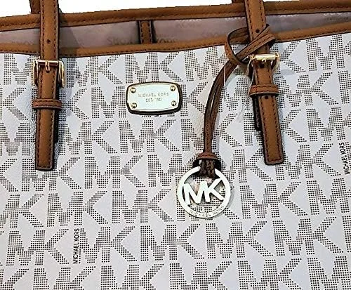 Miniatura 3 de Michael Kors Jet Set Travel Brown Large Carryall Tote MK Signature Bag