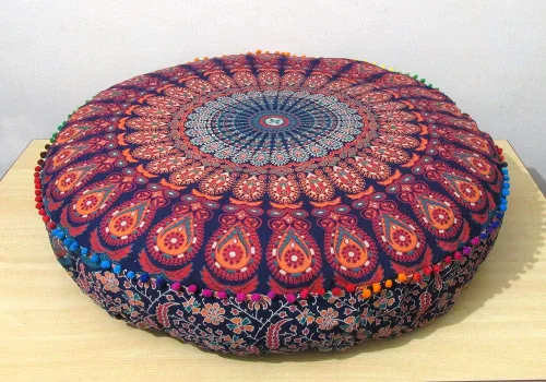 Miniatura 56 de CRAFT KALA Funda de cojín con diseño de mandala, funda de cojín para asiento, hippie, decorativo, bohemio, otomano, de algodón, indio, para sala