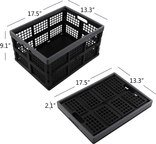 Miniatura 2 de Cajas de leche de almacenamiento de plástico de 34 L, cesta de almacenamiento plegable grande, 2 paquetes