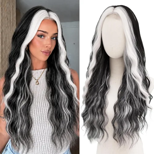 Miniatura 28 de Peluca larga rubia 613 para cosplay, peluca sintética de 28 pulgadas, parte media, regalos realistas, pelucas de fiesta para mujeres, uso diario