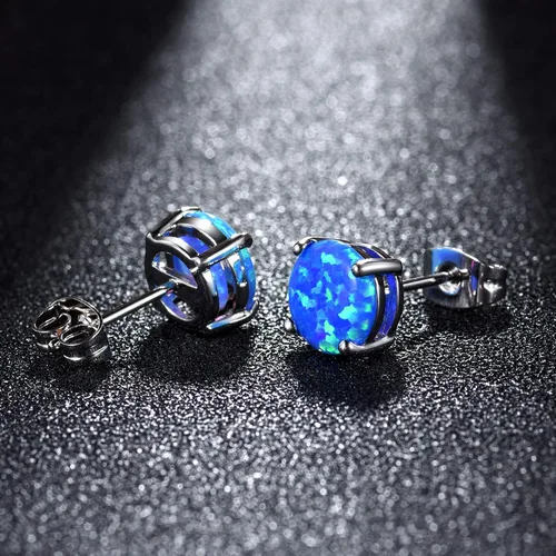 Miniatura 3 de CERSLIMO - Aretes de ópalo multicolor para mujer, 8mm