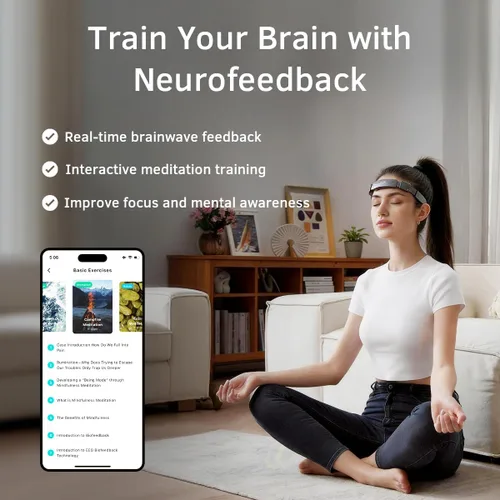 Miniatura 3 de Diadema de meditación, dispositivos de biorretroalimentación EEG, retroalimentación visual y auditiva en tiempo real para entrenamiento de Gris