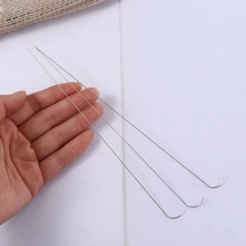 Miniatura 6 de Agujas giratorias de cuentas de acero inoxidable, agujas de cuentas finas, fabricación de joyas, agujas curvadas para cuentas giratorias (3 piezas A)