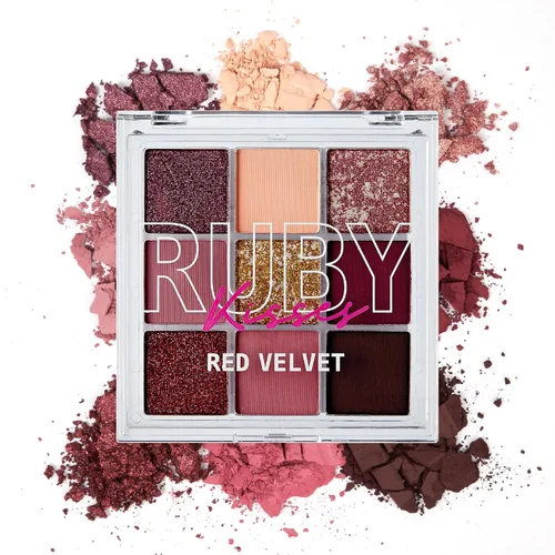 Miniatura 9 de Ruby Kisses Paleta de sombras de ojos altamente pigmentado maquillaje de ojos 9 tonos mate brillante paleta de sombra de ojos metálica, maquillaje