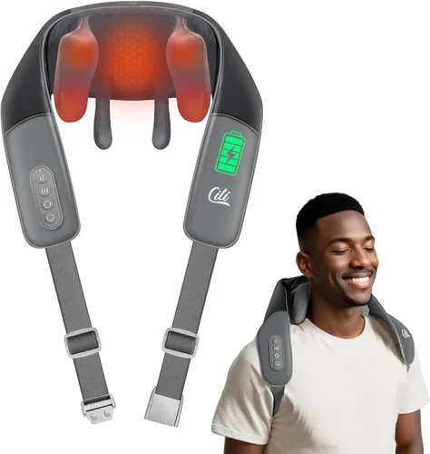 Masajeador Inalámbrico CILI para Alivio del Dolor de Tejido Profundo, Masajeador Shiatsu de Cuello y Espalda para Alivio del Dolor, 3 Áreas de