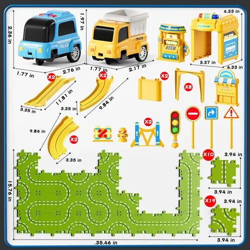Miniatura 3 de Juego de Pistas de Carreras de Coches de Rompecabezas Grande de 3 Niveles para Niños de 3-5, Juego de Jugar con Pistas de Coches de Rompecabezas
