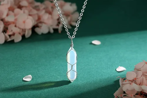 Miniatura 4 de MAIBAOTA Healing Crystal Stone Necklace Life of Wire Wrapped Teardrop Crystals Pendant Necklaces Natural Reiki Quartz Gemstone Jewelry for Women