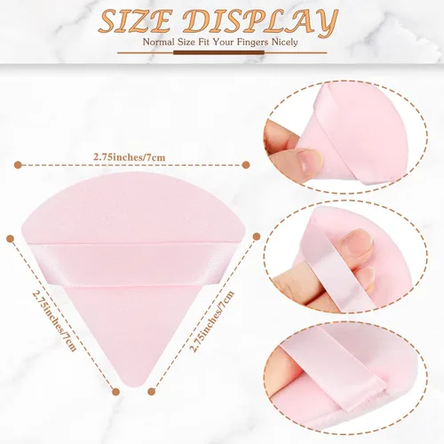 Miniatura 2 de Suclain 48 esponjas triangulares de terciopelo suave para maquillaje de rostro, esponjas triangulares para maquillaje cosmético húmedo y seco