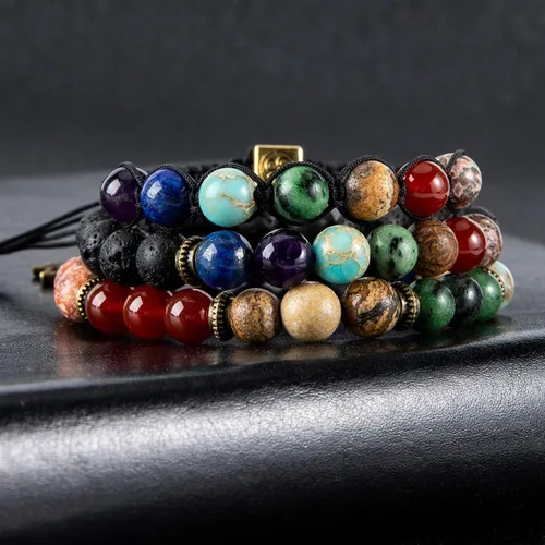 Miniatura 4 de Pulseras de cuentas de chakras para mujer, 0.315 in, 7 chakras, pulsera curativa con piedras reales, joyería de piedras preciosas para meditación