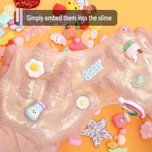 Miniatura 7 de Mr. Pen - Bonitos dijes de slime, 100 piezas, dijes de resina Kawaii con parte trasera plana para manualidades, mini adornos decodificados