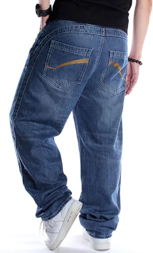 Miniatura 4 de Y2K Jeans - Pantalones de mezclilla para hombre, estilo hip hop, estilo vintage, bordados, estilo gótico, recto, holgados, pierna ancha