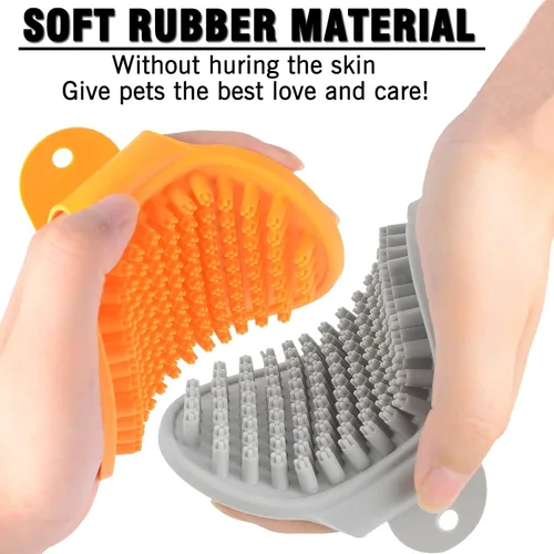 Miniatura 3 de Cepillo de aseo para perros, champú para mascotas, cepillo de baño, peine de goma de masaje calmante con mango de anillo ajustable para perros